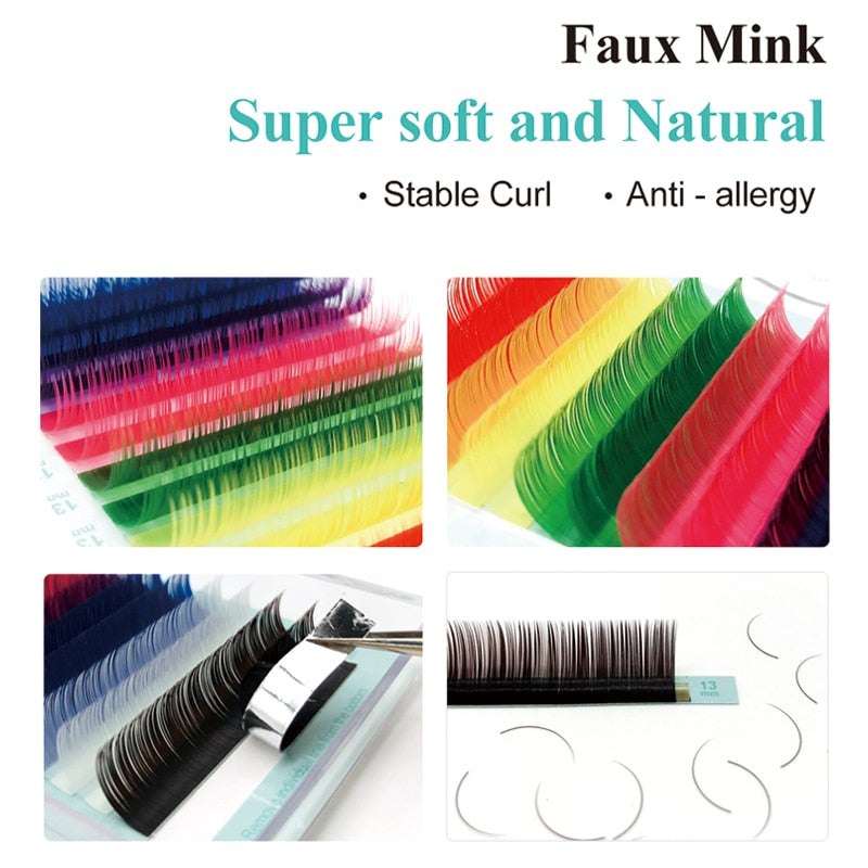 16 rows Mix Color Mink Eyelash Extension