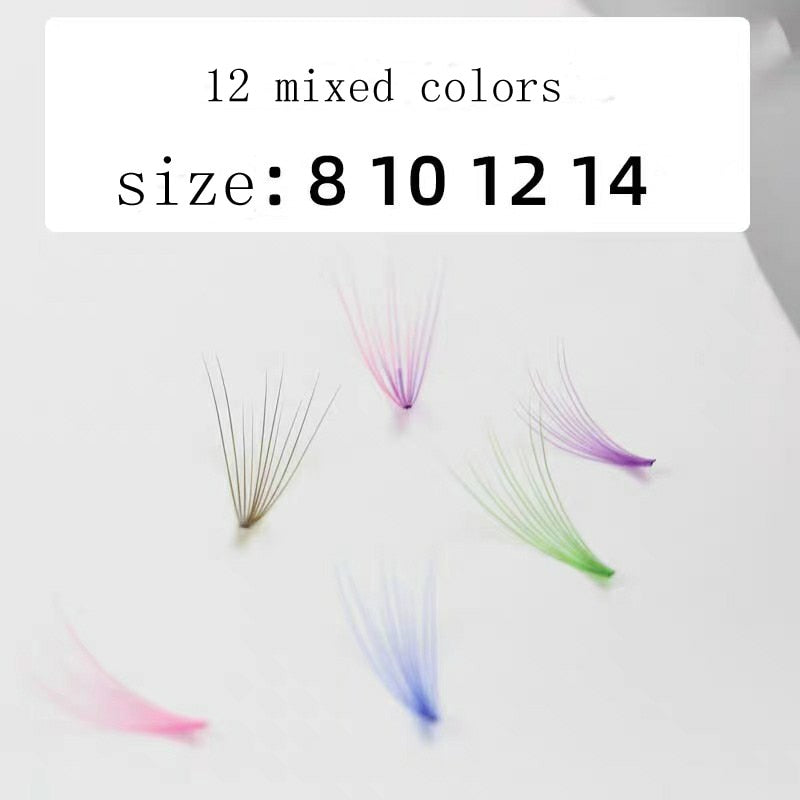 1 tray 12 mixed colors 10d russian volume fans C curl