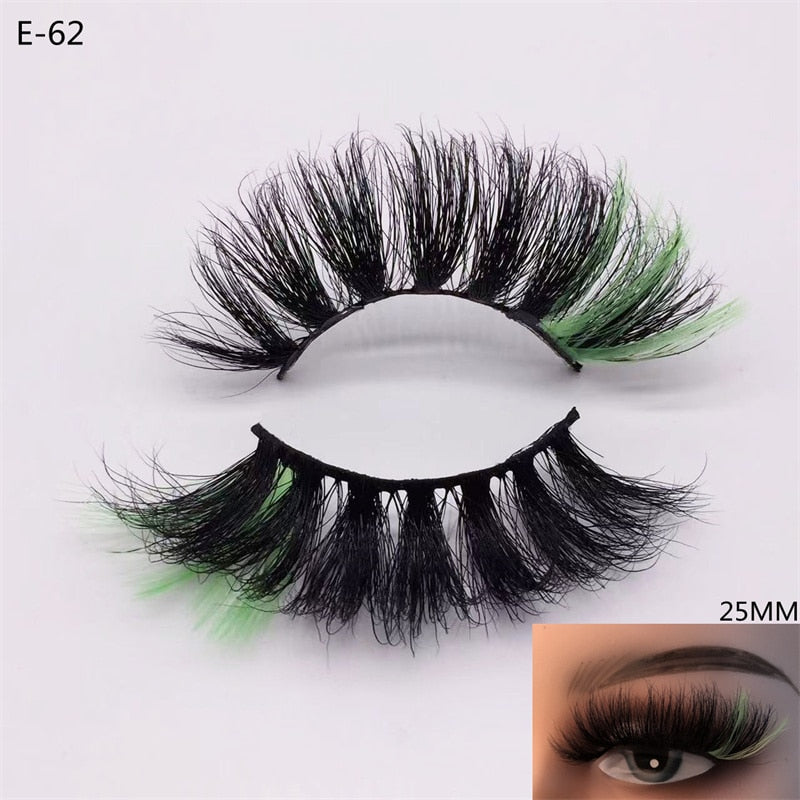 3D Mink Eyelashes Colorful Mix Color Pink Blue Red White