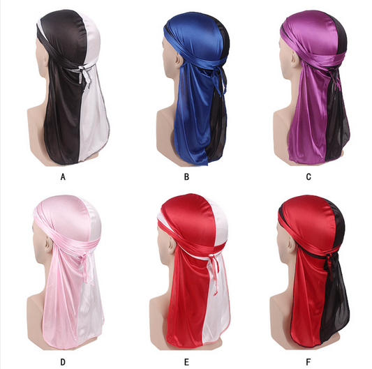 Double color Soft Satin Polyester + Simulation Silk Durag