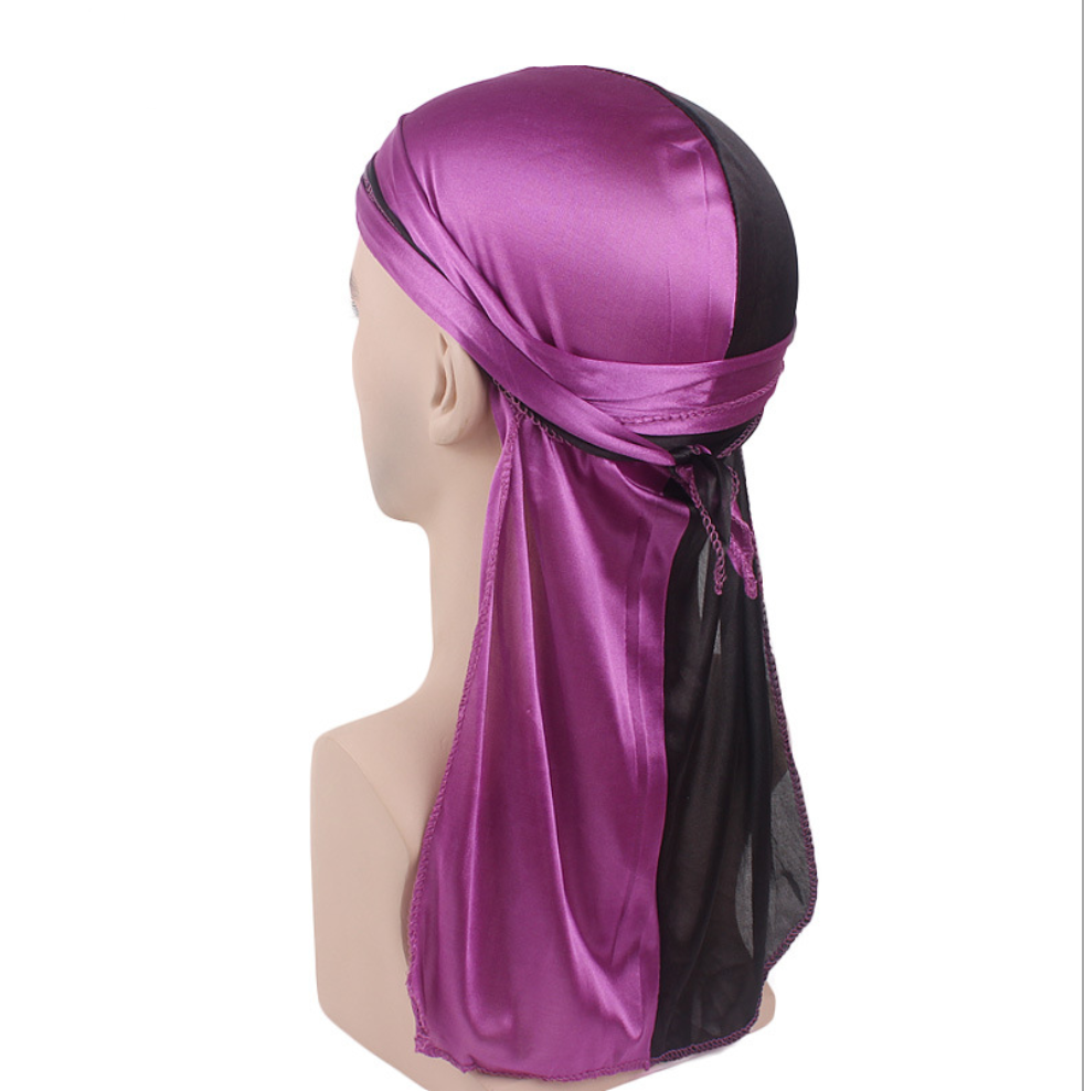 Double color Soft Satin Polyester + Simulation Silk Durag