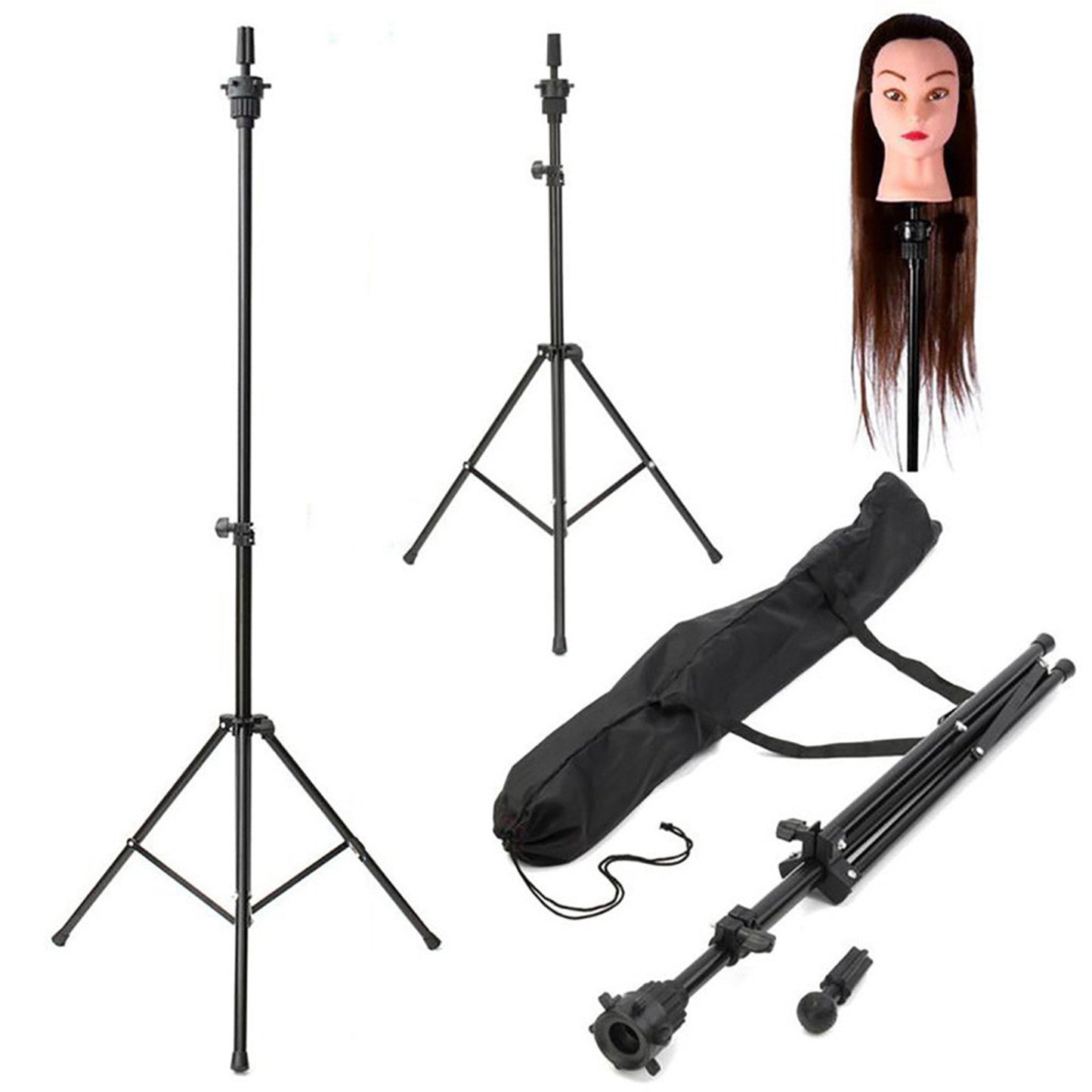 Adjustable Wig Head Tripod Stand Perfect for Wig making & Styling