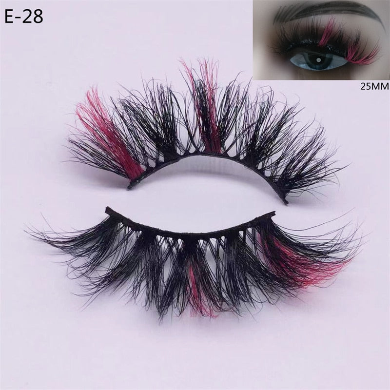 3D Mink Eyelashes Colorful Mix Color Pink Blue Red White