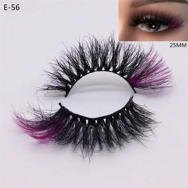 3D Mink Eyelashes Colorful Mix Color Pink Blue Red White