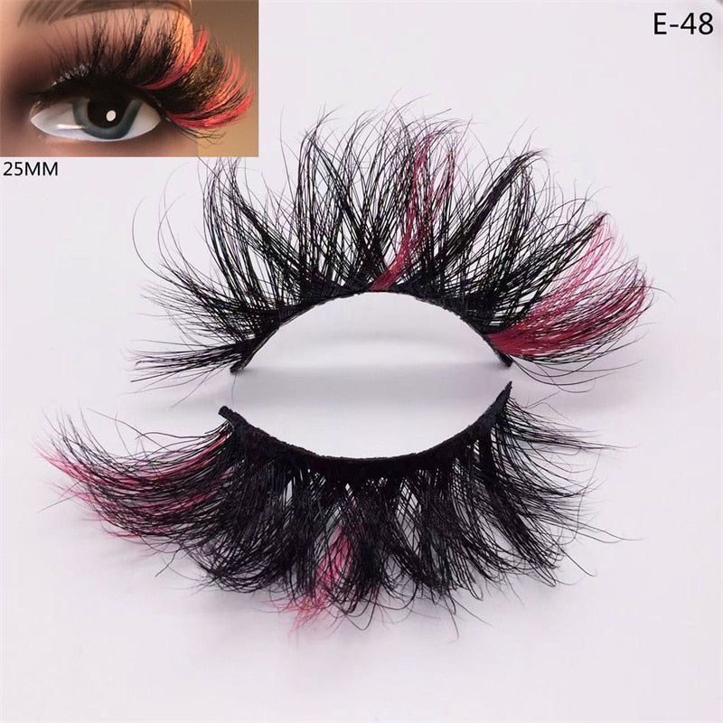 3D Mink Eyelashes Colorful Mix Color Pink Blue Red White