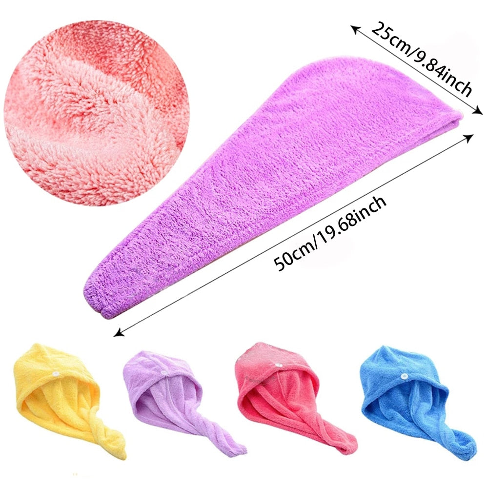 Microfiber Dry Hair Cap, Shower Cap, Strong Water Absorbent Triangle Hat, quick-drying, Wiping Hair Towel