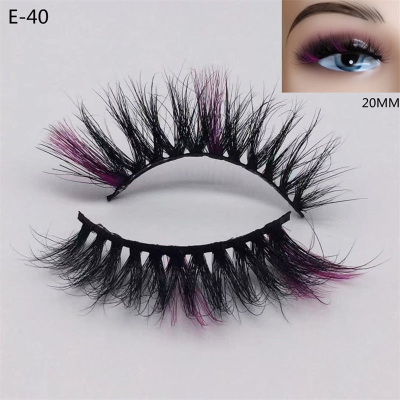 3D Mink Eyelashes Colorful Mix Color Pink Blue Red White