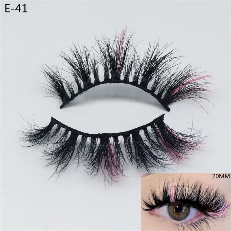 3D Mink Eyelashes Colorful Mix Color Pink Blue Red White
