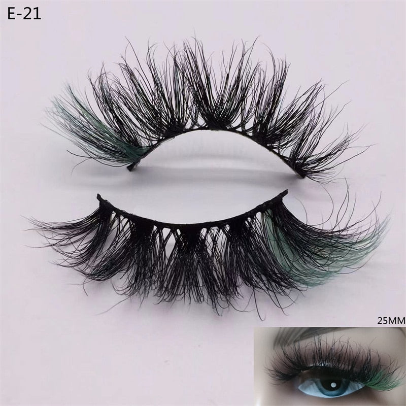 3D Mink Eyelashes Colorful Mix Color Pink Blue Red White