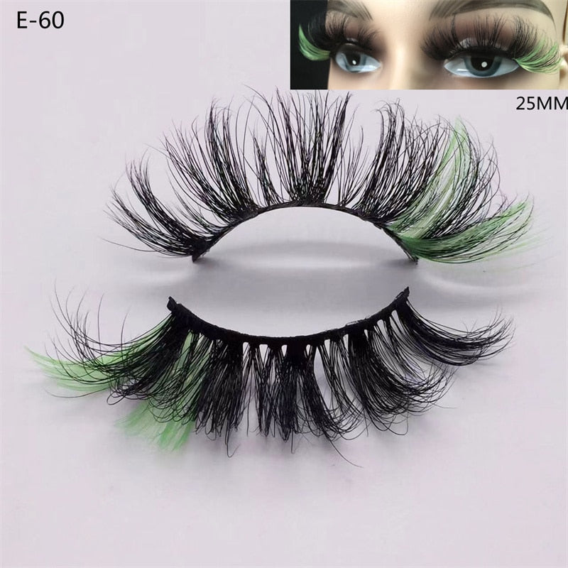 3D Mink Eyelashes Colorful Mix Color Pink Blue Red White