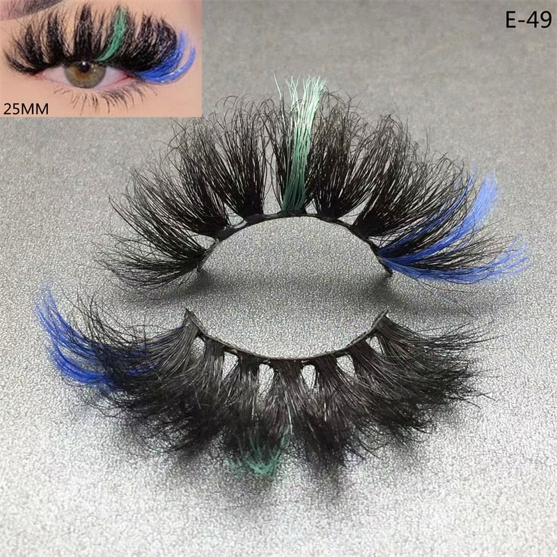 3D Mink Eyelashes Colorful Mix Color Pink Blue Red White