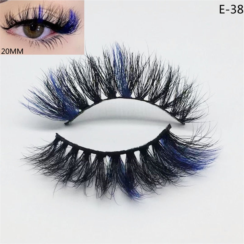 3D Mink Eyelashes Colorful Mix Color Pink Blue Red White