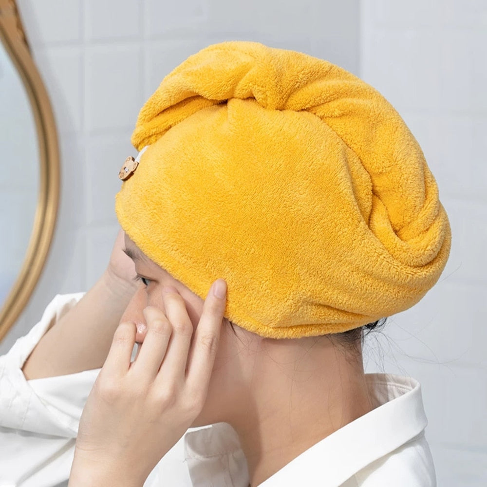 Microfiber Dry Hair Cap, Shower Cap, Strong Water Absorbent Triangle Hat, quick-drying, Wiping Hair Towel