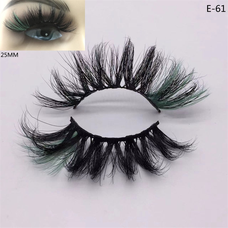 3D Mink Eyelashes Colorful Mix Color Pink Blue Red White