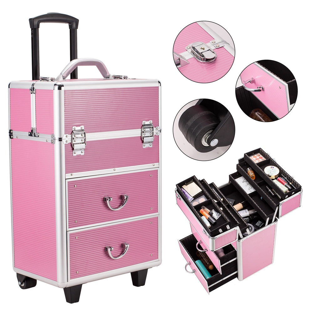 4 Tier Lockable Cosmetic Train Case