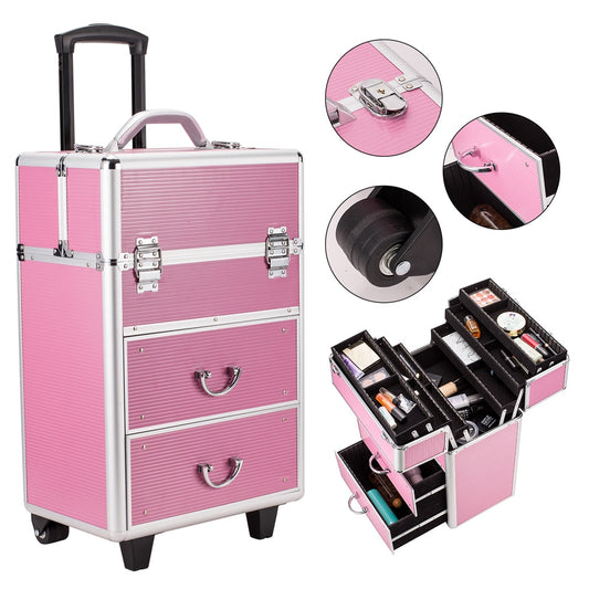 4 Tier Lockable Cosmetic Train Case