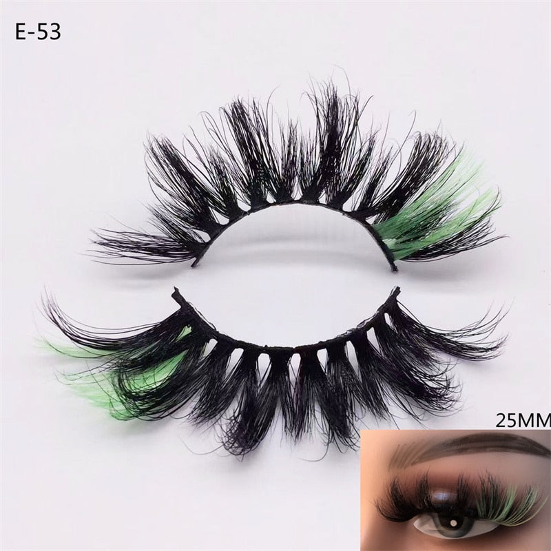 3D Mink Eyelashes Colorful Mix Color Pink Blue Red White