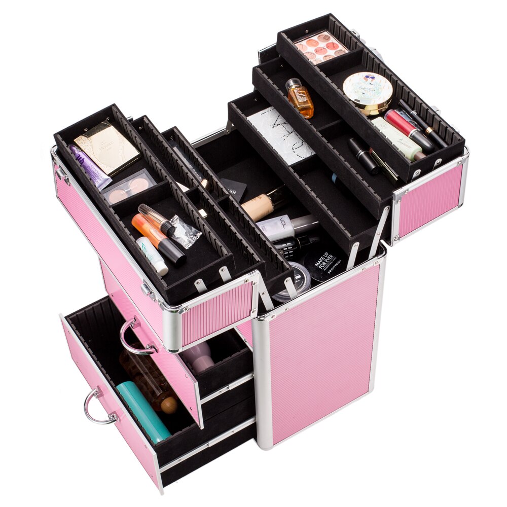 4 Tier Lockable Cosmetic Train Case