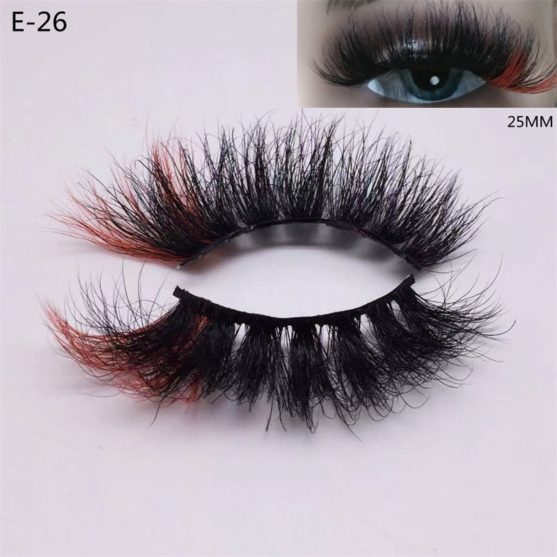 3D Mink Eyelashes Colorful Mix Color Pink Blue Red White