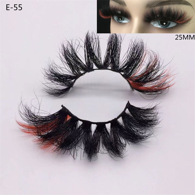 3D Mink Eyelashes Colorful Mix Color Pink Blue Red White