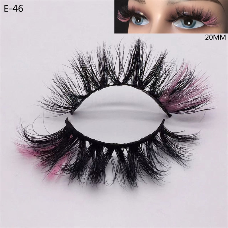 3D Mink Eyelashes Colorful Mix Color Pink Blue Red White