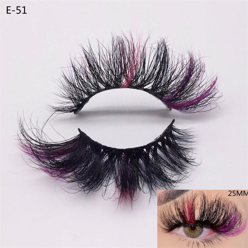 3D Mink Eyelashes Colorful Mix Color Pink Blue Red White