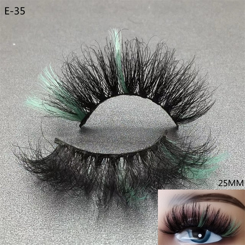 3D Mink Eyelashes Colorful Mix Color Pink Blue Red White
