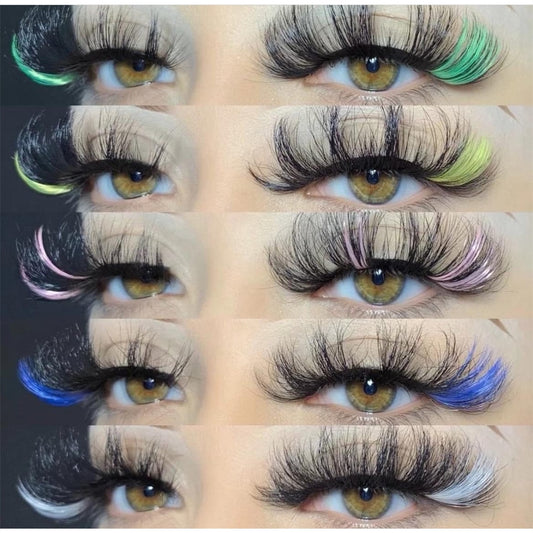 3D Mink Eyelashes Colorful Mix Color Pink Blue Red White