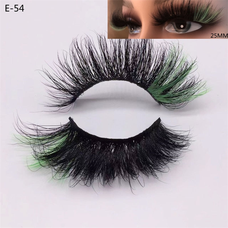 3D Mink Eyelashes Colorful Mix Color Pink Blue Red White