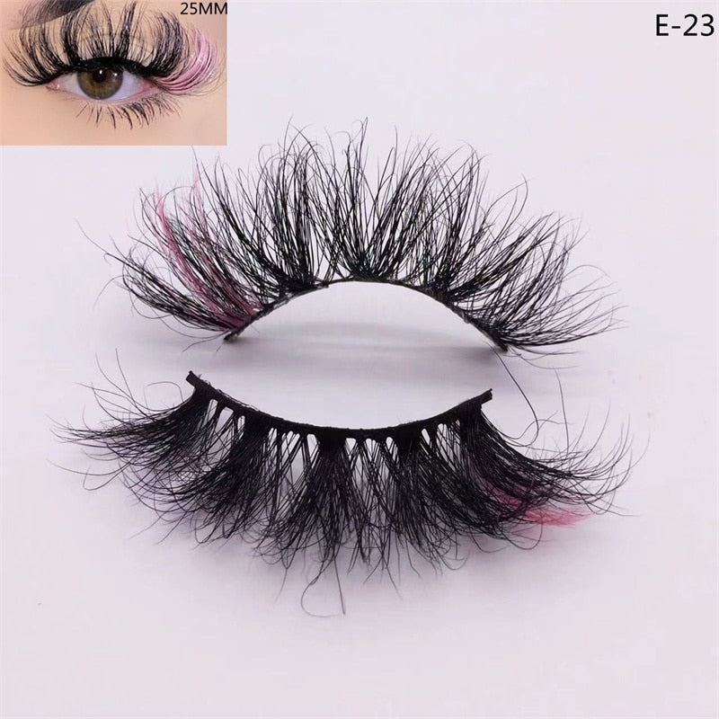 3D Mink Eyelashes Colorful Mix Color Pink Blue Red White