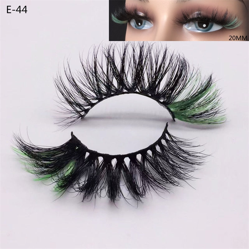 3D Mink Eyelashes Colorful Mix Color Pink Blue Red White