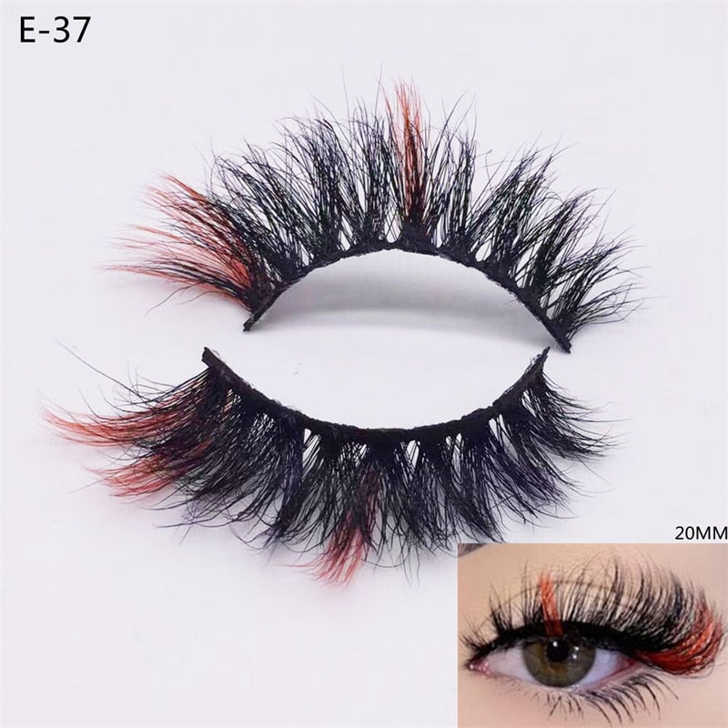 3D Mink Eyelashes Colorful Mix Color Pink Blue Red White