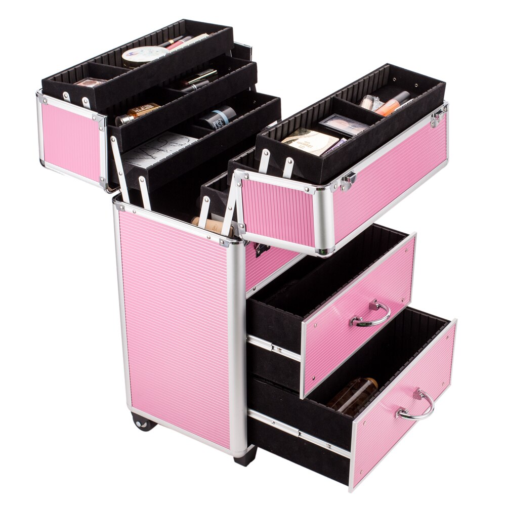 4 Tier Lockable Cosmetic Train Case