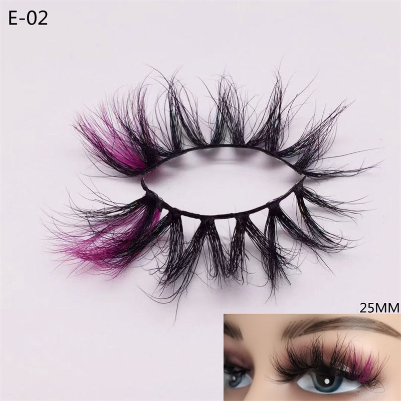 3D Mink Eyelashes Colorful Mix Color Pink Blue Red White