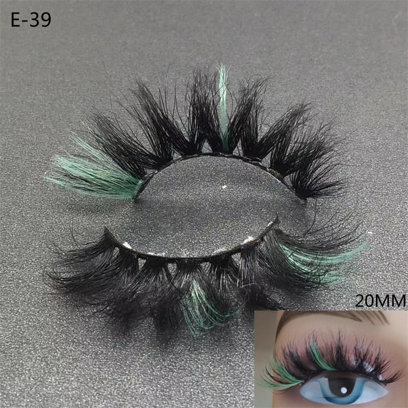 3D Mink Eyelashes Colorful Mix Color Pink Blue Red White