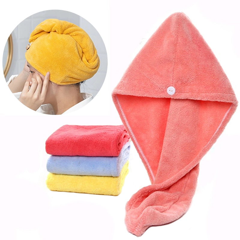 Microfiber Dry Hair Cap, Shower Cap, Strong Water Absorbent Triangle Hat, quick-drying, Wiping Hair Towel