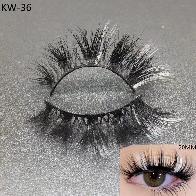3D Mink Eyelashes Colorful Mix Color Pink Blue Red White