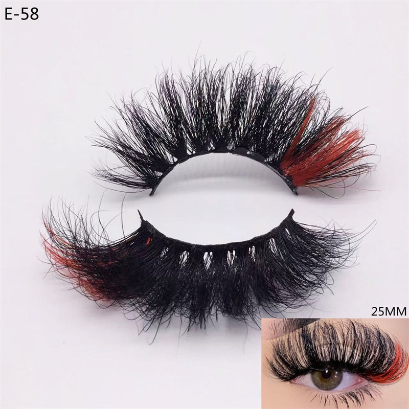3D Mink Eyelashes Colorful Mix Color Pink Blue Red White