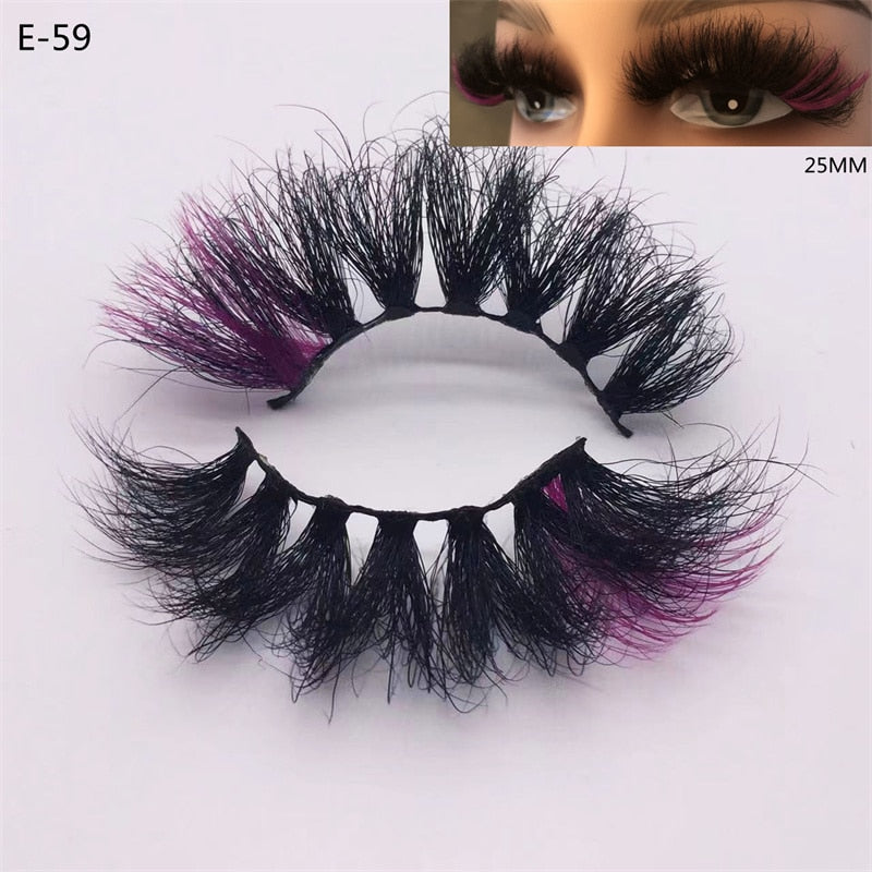 3D Mink Eyelashes Colorful Mix Color Pink Blue Red White