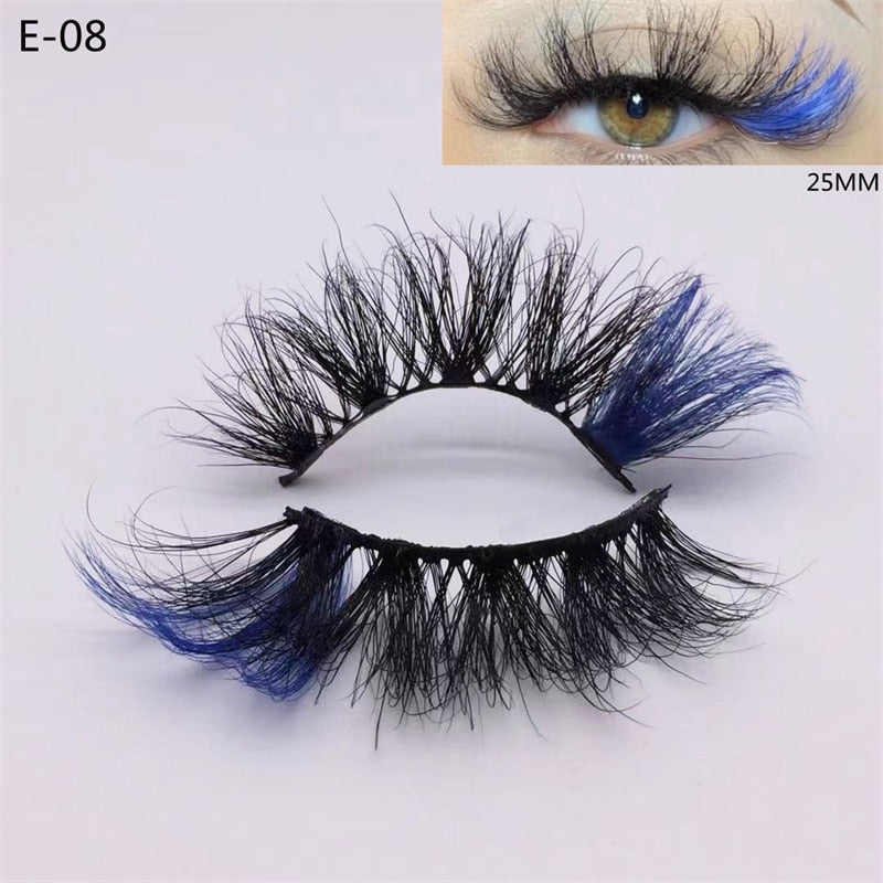 3D Mink Eyelashes Colorful Mix Color Pink Blue Red White