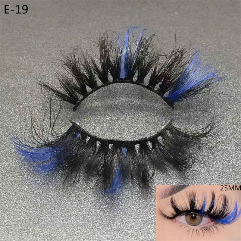 3D Mink Eyelashes Colorful Mix Color Pink Blue Red White