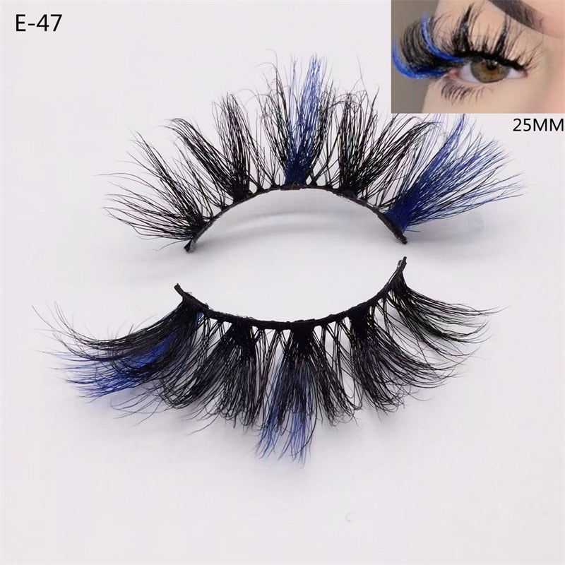 3D Mink Eyelashes Colorful Mix Color Pink Blue Red White