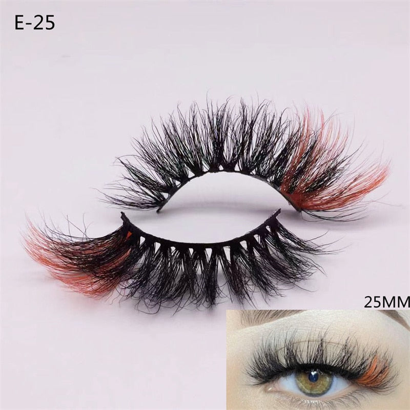 3D Mink Eyelashes Colorful Mix Color Pink Blue Red White