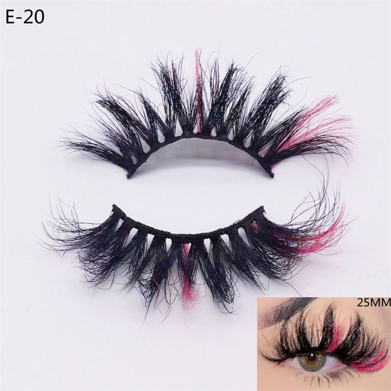3D Mink Eyelashes Colorful Mix Color Pink Blue Red White