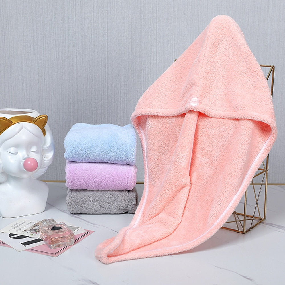 Microfiber Dry Hair Cap, Shower Cap, Strong Water Absorbent Triangle Hat, quick-drying, Wiping Hair Towel