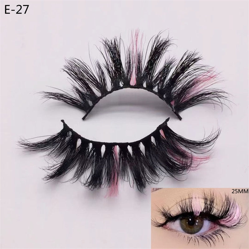 3D Mink Eyelashes Colorful Mix Color Pink Blue Red White
