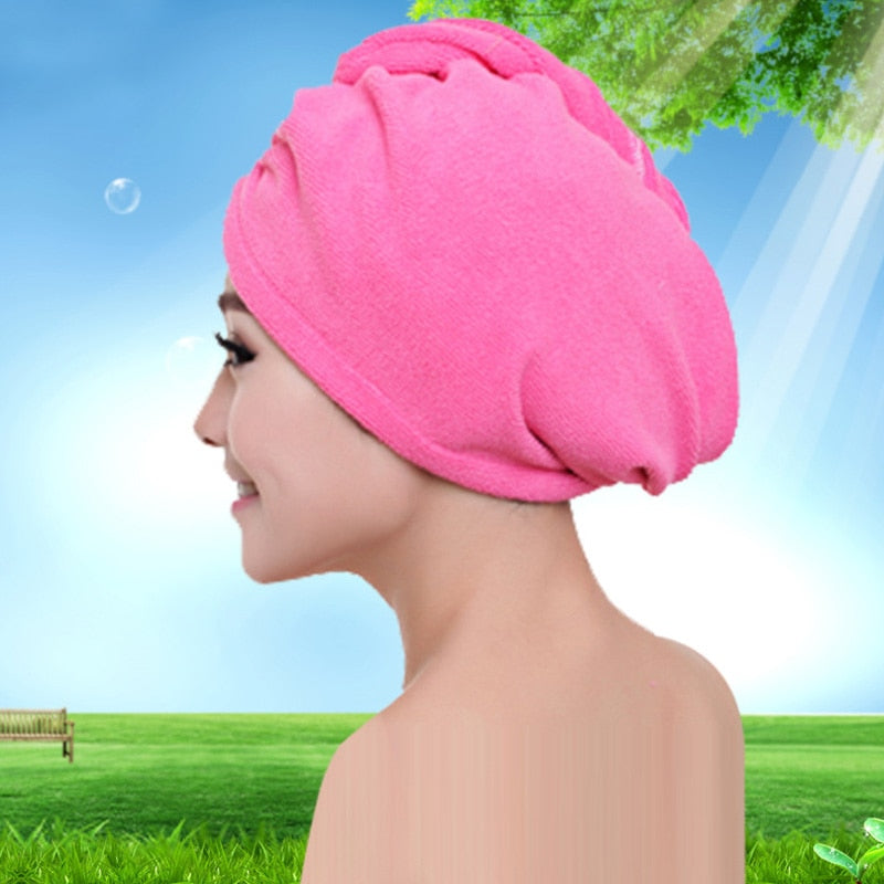 Microfiber Dry Hair Cap, Shower Cap, Strong Water Absorbent Triangle Hat, quick-drying, Wiping Hair Towel