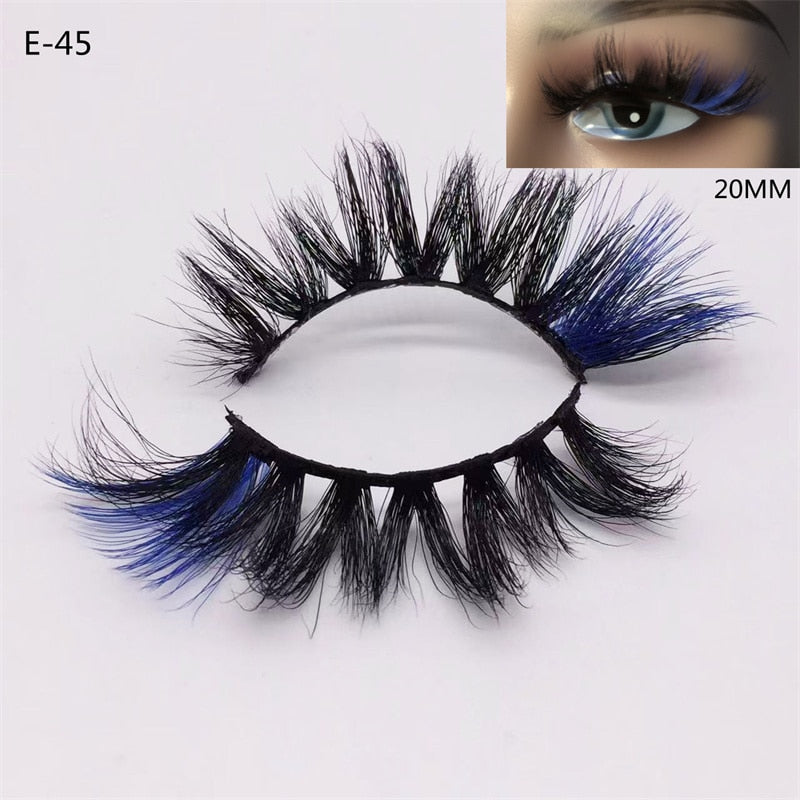 3D Mink Eyelashes Colorful Mix Color Pink Blue Red White