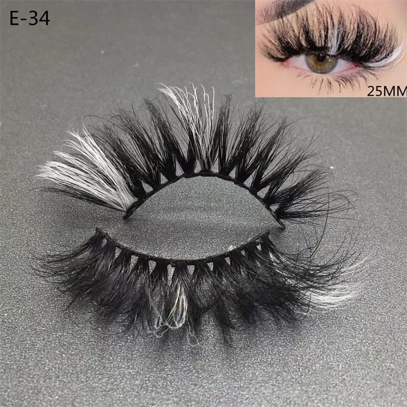 3D Mink Eyelashes Colorful Mix Color Pink Blue Red White