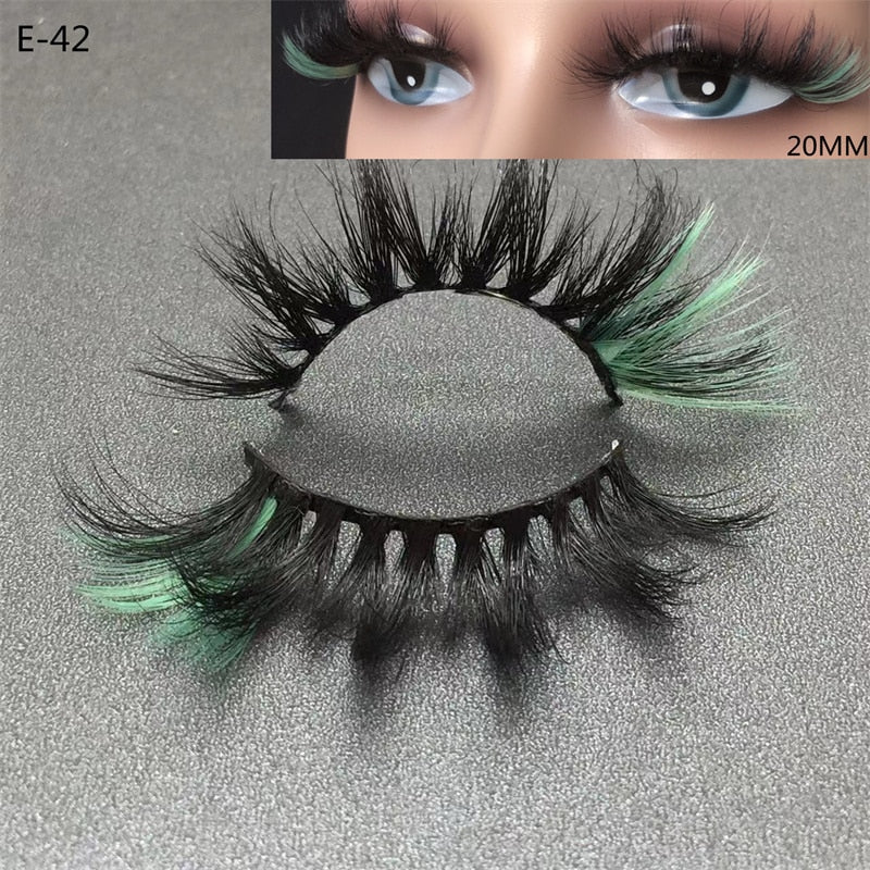 3D Mink Eyelashes Colorful Mix Color Pink Blue Red White